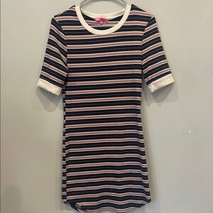 Striped  Dress - Blue, Pink, White